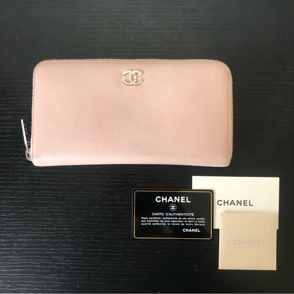Chanel Caviar Leather Blush Pink Long Zip Around Wallet - Picture 1 of 14